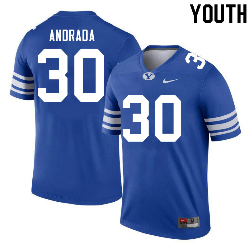 Youth #30 Luc Andrada BYU Cougars College Football Jerseys Sale-Royal